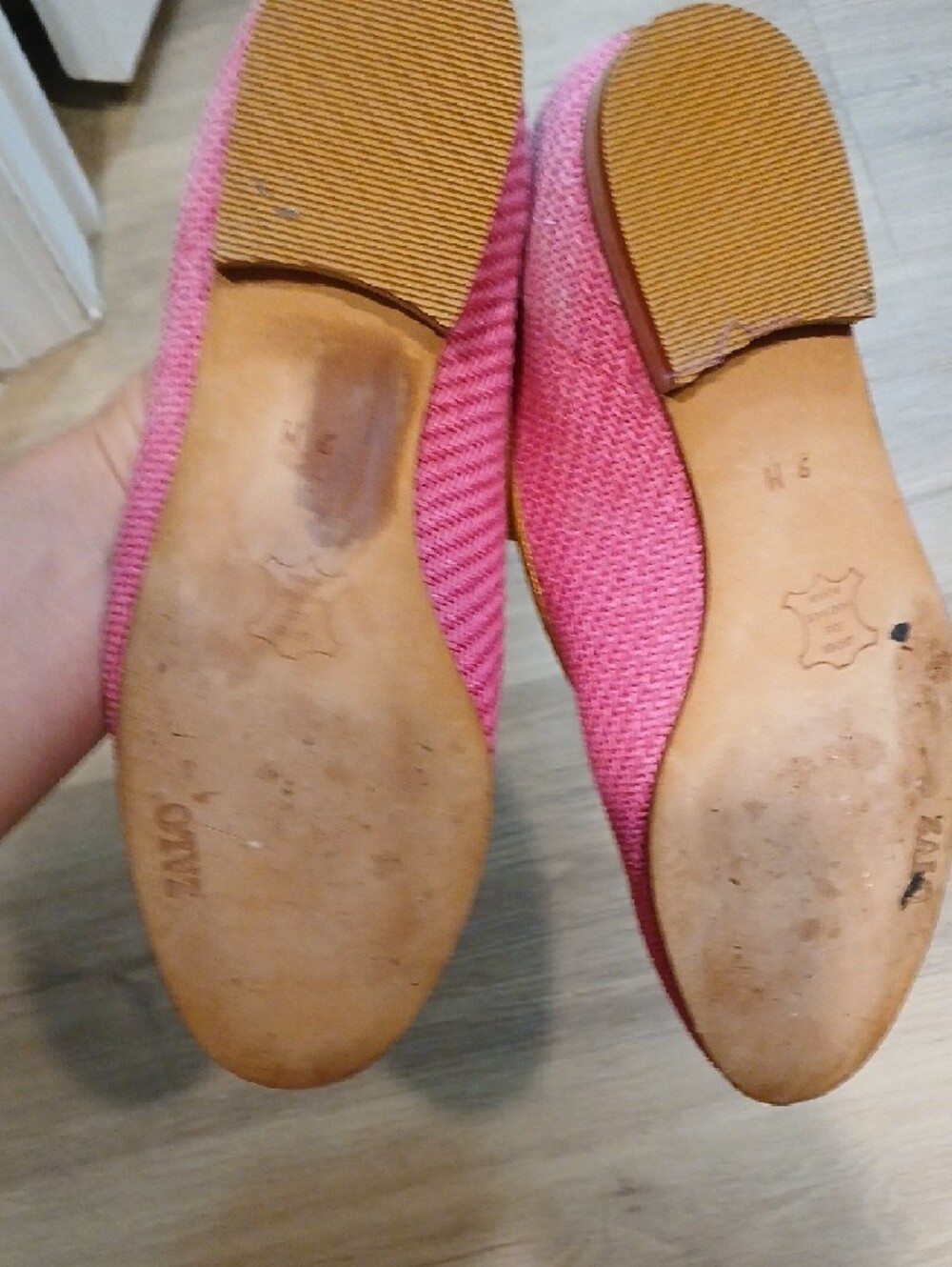 Zalo Coral Pink Woven Slip-On Flats. Made in Spain - Picture 3 of 9